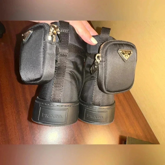 PRADA Wheel High Too Combat Sneaker with Pouch, Size 8US - Picture 10 of 12